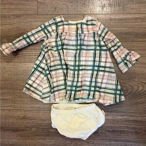 Burt's Bees Baby Cream Plaid Dress with Diaper Cover